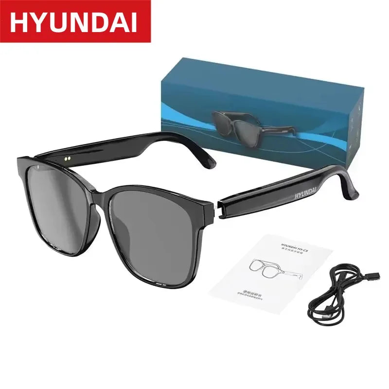 Choice HYUNDAI HY-C8 AI Glasses Earphones HD Smart Translation Bluetooth 5.4 Headphones Outdoor Sunglasses For Meeting
