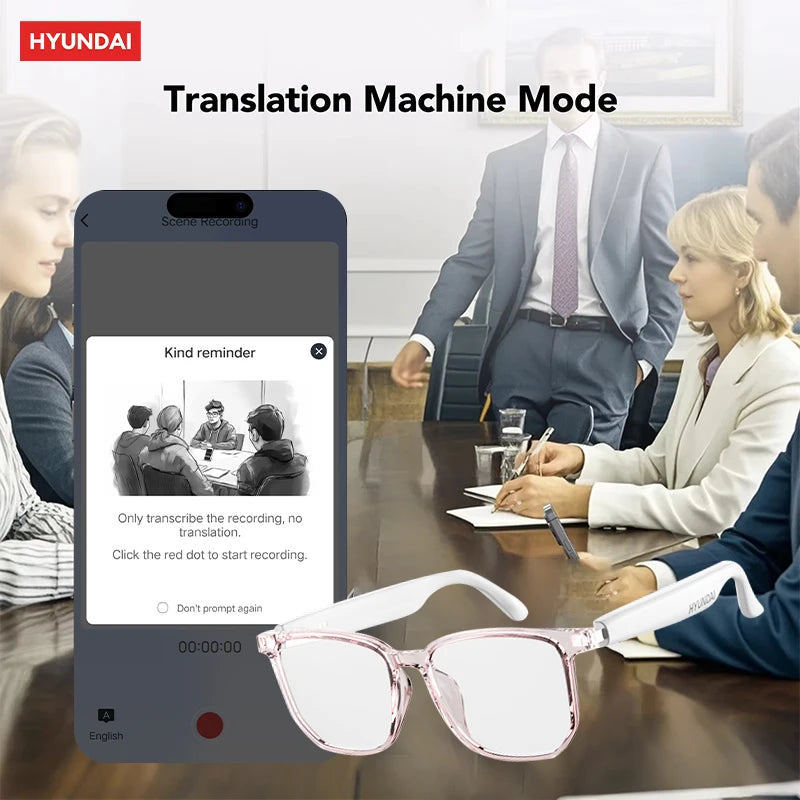 Choice HYUNDAI HY-C8 AI Glasses Earphones HD Smart Translation Bluetooth 5.4 Headphones Outdoor Sunglasses For Meeting
