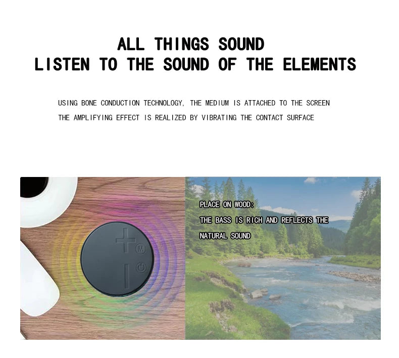 Bone conduction desktop wireless TWS small speaker, wireless speaker with suction cup, high fidelity sound quality
